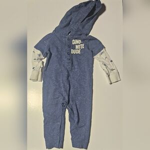 Carter's Cozy Blue Dino Kids One Piece Size 12 Months